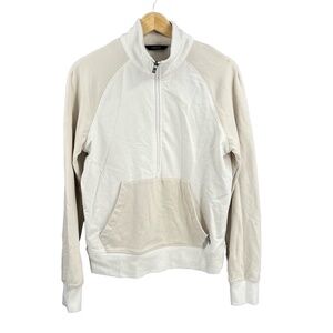 Radmor Men’s Sweatshirt Quarter Zip Pullover Cream Beige Small Cotton